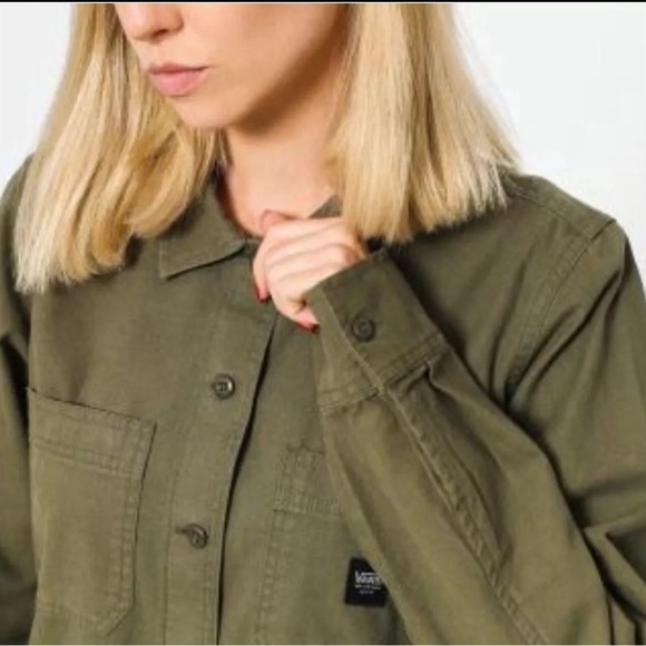 VANS Women’s Olive Green/Army Green Full Button Down Broadway Dress SZ M New!!! - Picture 2 of 12